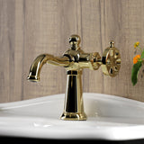 Belknap KS3542RX Single-Handle 1-Hole Deck Mount Bathroom Faucet with Push Pop-Up, Polished Brass