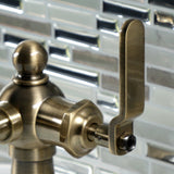 Knight KS3543KL Single-Handle 1-Hole Deck Mount Bathroom Faucet with Push Pop-Up, Antique Brass