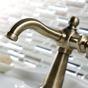Belknap KS3543RX Single-Handle 1-Hole Deck Mount Bathroom Faucet with Push Pop-Up, Antique Brass