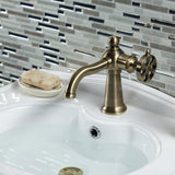 Belknap KS3543RX Single-Handle 1-Hole Deck Mount Bathroom Faucet with Push Pop-Up, Antique Brass