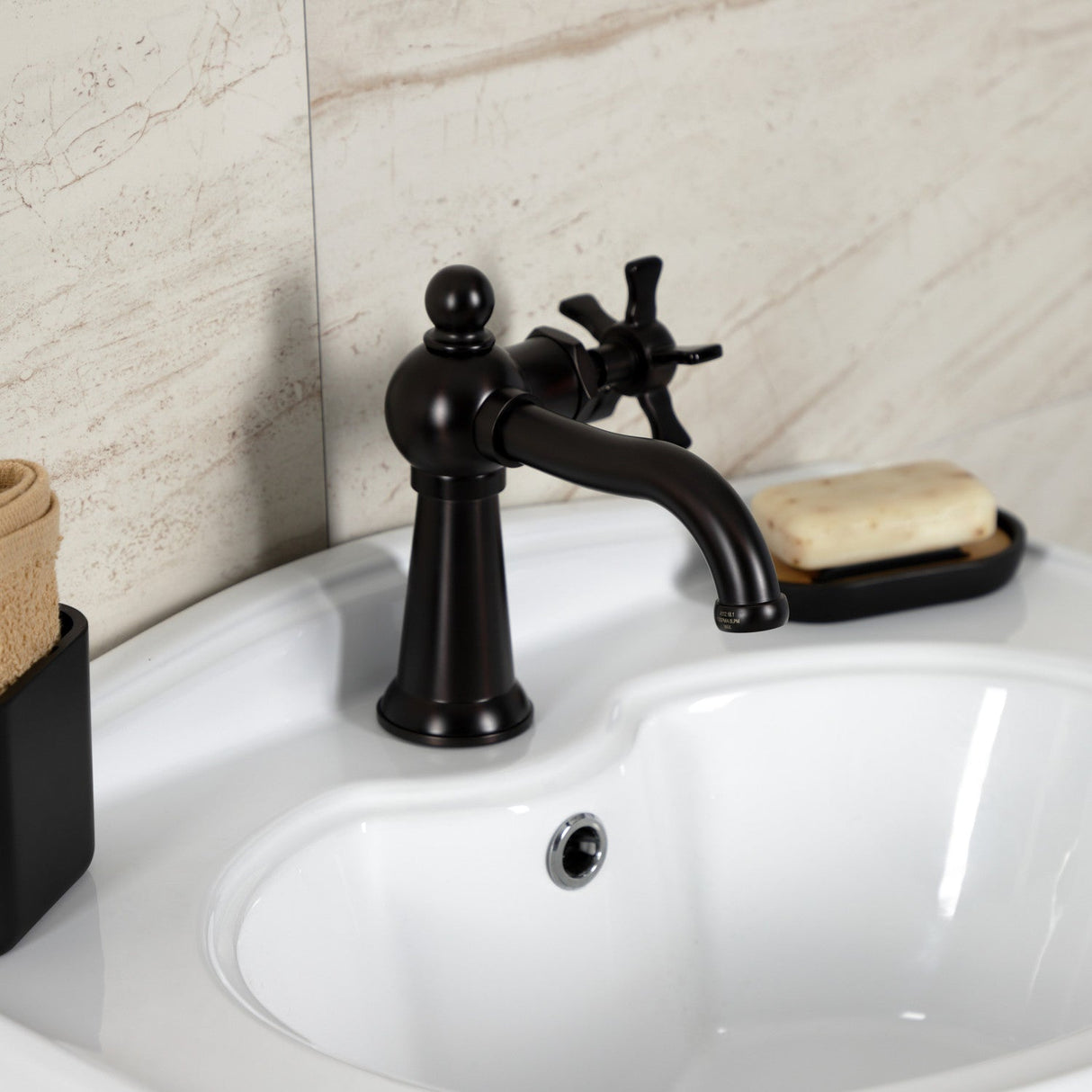 Hamilton KS3545NX Single-Handle 1-Hole Deck Mount Bathroom Faucet with Push Pop-Up, Oil Rubbed Bronze