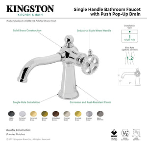 Fuller KS3546CG Single-Handle 1-Hole Deck Mount Bathroom Faucet with Push Pop-Up, Polished Nickel
