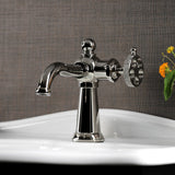 Webb KS3546RKX Single-Handle 1-Hole Deck Mount Bathroom Faucet with Knurled Handle and Push Pop-Up Drain, Polished Nickel