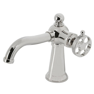 Webb KS3546RKX Single-Handle 1-Hole Deck Mount Bathroom Faucet with Knurled Handle and Push Pop-Up Drain, Polished Nickel
