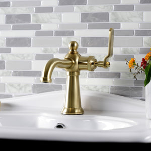 Knight KS3547KL Single-Handle 1-Hole Deck Mount Bathroom Faucet with Push Pop-Up, Brushed Brass