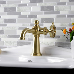 Belknap KS3547RX Single-Handle 1-Hole Deck Mount Bathroom Faucet with Push Pop-Up, Brushed Brass