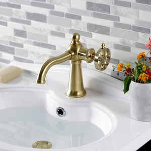 Belknap KS3547RX Single-Handle 1-Hole Deck Mount Bathroom Faucet with Push Pop-Up, Brushed Brass