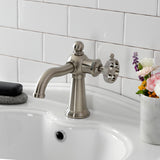 Webb KS3548RKX Single-Handle 1-Hole Deck Mount Bathroom Faucet with Knurled Handle and Push Pop-Up Drain, Brushed Nickel