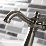Webb KS354RKXVN Single-Handle 1-Hole Deck Mount Bathroom Faucet with Knurled Handle and Push Pop-Up Drain, Black Stainless