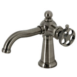 Webb KS354RKXVN Single-Handle 1-Hole Deck Mount Bathroom Faucet with Knurled Handle and Push Pop-Up Drain, Black Stainless