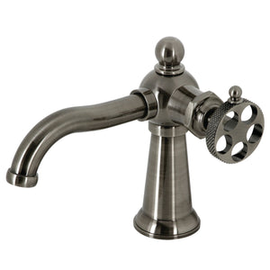 Webb KS354RKXVN Single-Handle 1-Hole Deck Mount Bathroom Faucet with Knurled Handle and Push Pop-Up Drain, Black Stainless