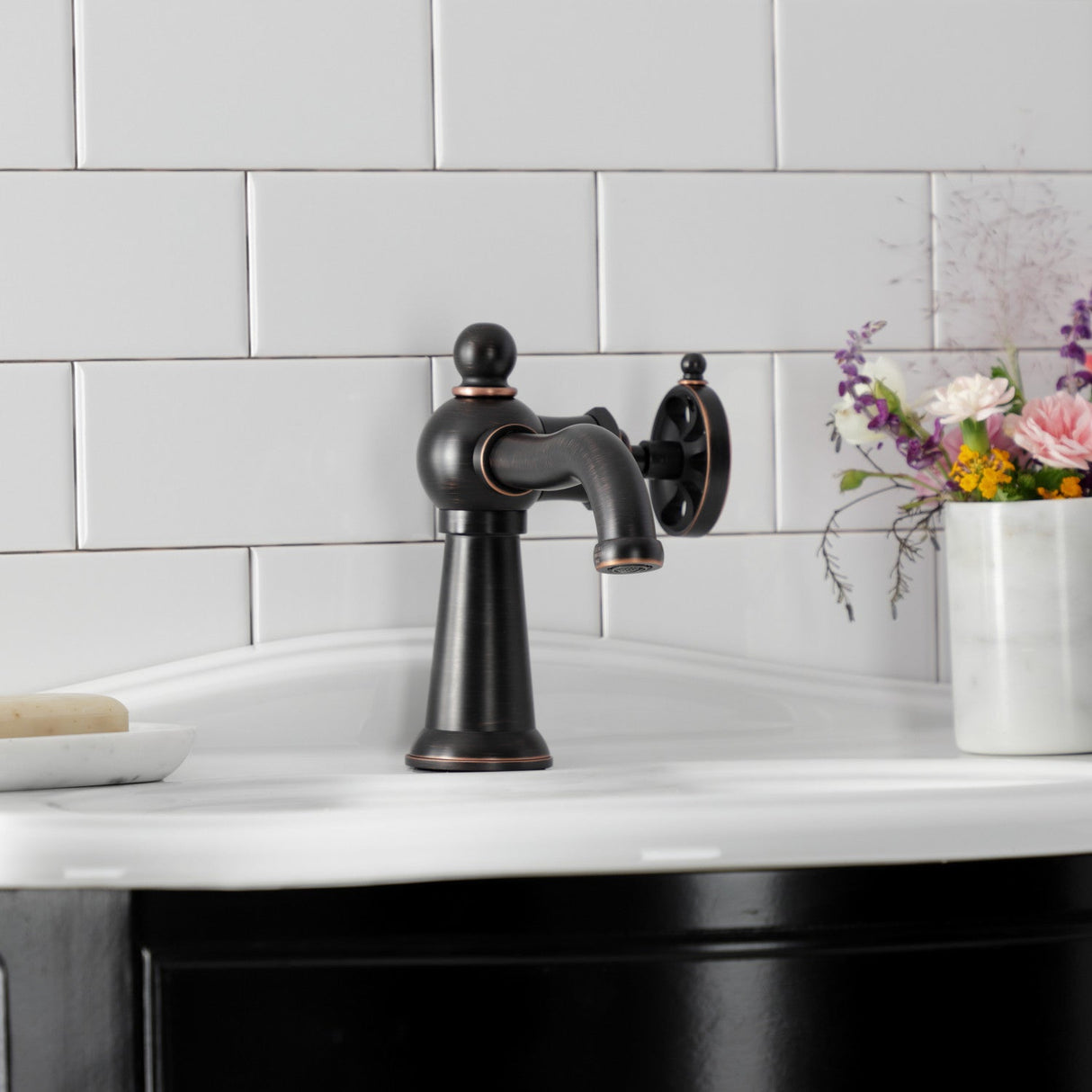 Belknap KS354RXNB Single-Handle 1-Hole Deck Mount Bathroom Faucet with Push Pop-Up, Naples Bronze