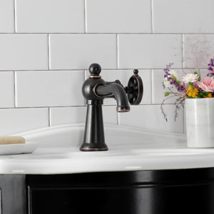 Belknap KS354RXNB Single-Handle 1-Hole Deck Mount Bathroom Faucet with Push Pop-Up, Naples Bronze