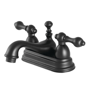 Restoration KS3600AL Two-Handle 3-Hole Deck Mount 4" Centerset Bathroom Faucet with Brass Pop-Up, Matte Black