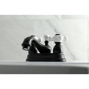 Restoration KS3600PX Two-Handle 3-Hole Deck Mount 4" Centerset Bathroom Faucet with Brass Pop-Up, Matte Black