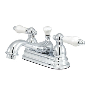 Restoration KS3601PL Two-Handle 3-Hole Deck Mount 4" Centerset Bathroom Faucet with Brass Pop-Up, Polished Chrome