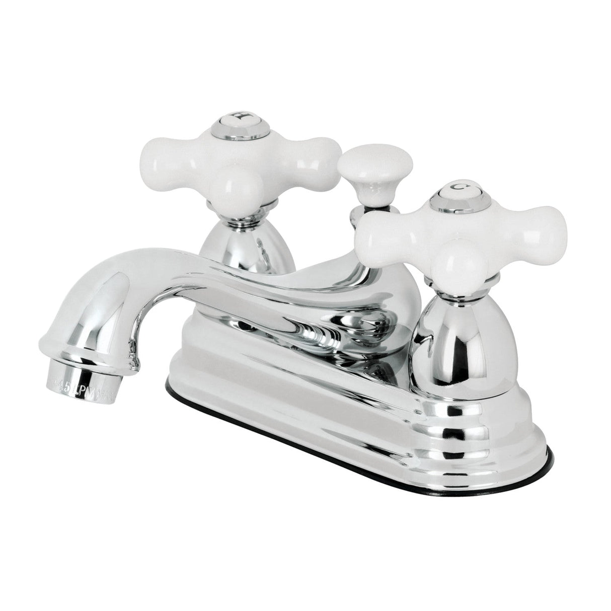 Restoration KS3601PX Two-Handle 3-Hole Deck Mount 4" Centerset Bathroom Faucet with Brass Pop-Up, Polished Chrome