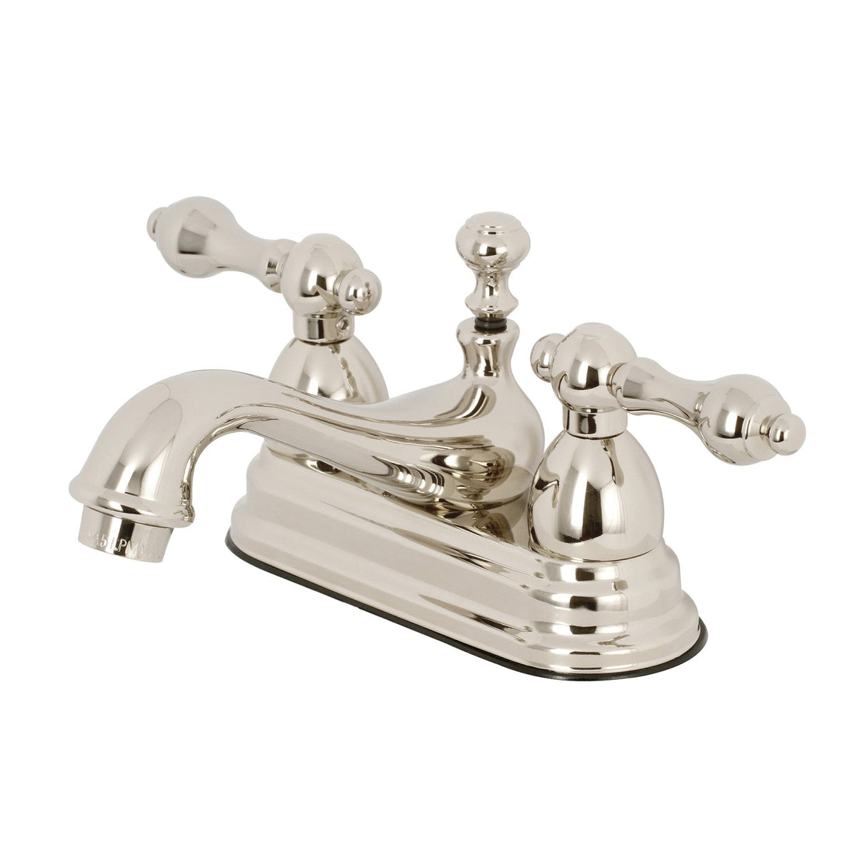 Restoration KS3606AL Two-Handle 3-Hole Deck Mount 4" Centerset Bathroom Faucet with Brass Pop-Up, Polished Nickel