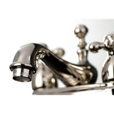 Restoration KS3606AX Two-Handle 3-Hole Deck Mount 4" Centerset Bathroom Faucet with Brass Pop-Up, Polished Nickel