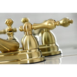 Restoration KS3607AL Two-Handle 3-Hole Deck Mount 4" Centerset Bathroom Faucet with Brass Pop-Up, Brushed Brass