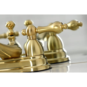 Restoration KS3607AL Two-Handle 3-Hole Deck Mount 4" Centerset Bathroom Faucet with Brass Pop-Up, Brushed Brass