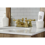 Restoration KS3607AL Two-Handle 3-Hole Deck Mount 4" Centerset Bathroom Faucet with Brass Pop-Up, Brushed Brass