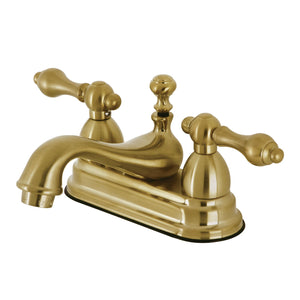 Restoration KS3607AL Two-Handle 3-Hole Deck Mount 4" Centerset Bathroom Faucet with Brass Pop-Up, Brushed Brass