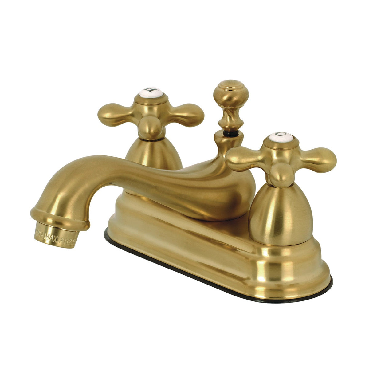 Restoration KS3607AX Two-Handle 3-Hole Deck Mount 4" Centerset Bathroom Faucet with Brass Pop-Up, Brushed Brass