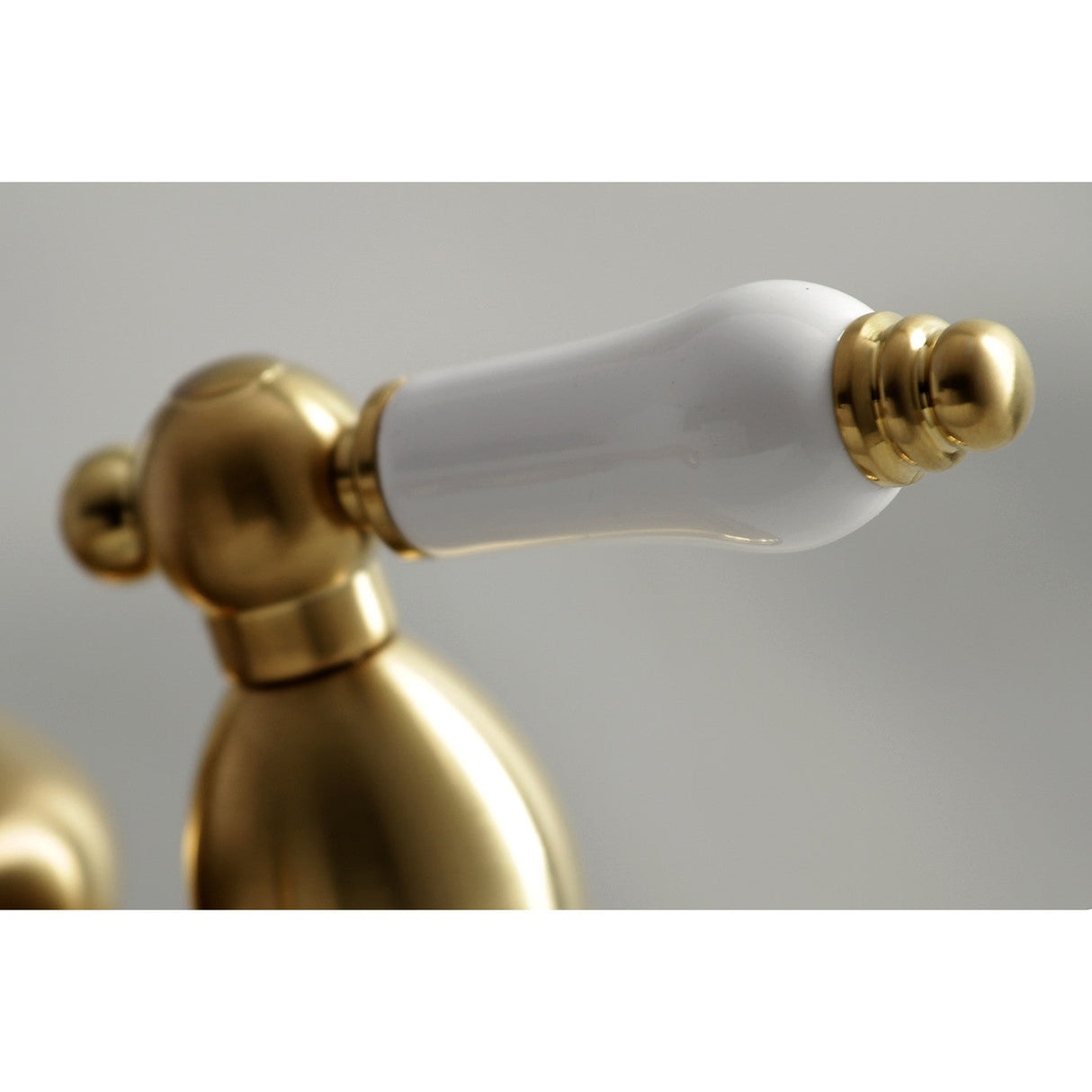 Restoration KS3607PL Two-Handle 3-Hole Deck Mount 4" Centerset Bathroom Faucet with Brass Pop-Up, Brushed Brass