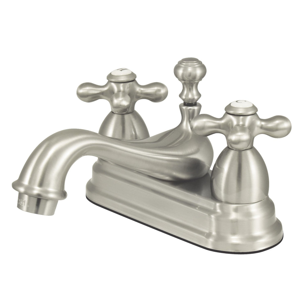 Restoration KS3608AX Two-Handle 3-Hole Deck Mount 4" Centerset Bathroom Faucet with Brass Pop-Up, Brushed Nickel