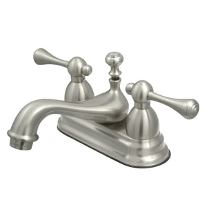 Vintage KS3608BL Two-Handle 3-Hole Deck Mount 4" Centerset Bathroom Faucet with Brass Pop-Up, Brushed Nickel