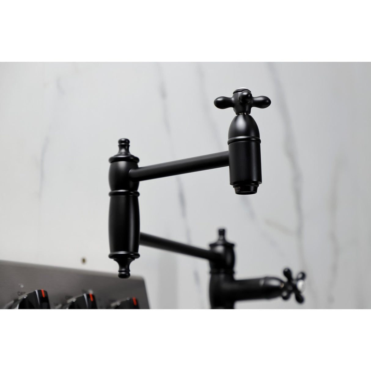 Restoration KS3700AX Single-Hole Deck Mount Pot Filler, Matte Black