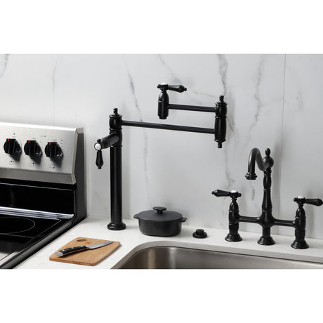 Heirloom KS3700BAL Single-Hole Deck Mount Pot Filler, Matte Black