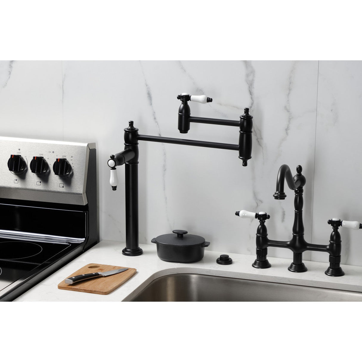 Bel-Air KS3700BPL Single-Hole Deck Mount Pot Filler, Matte Black