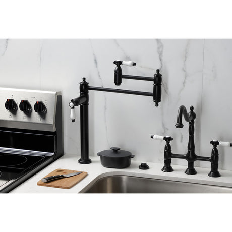 Bel-Air KS3700BPL Single-Hole Deck Mount Pot Filler, Matte Black
