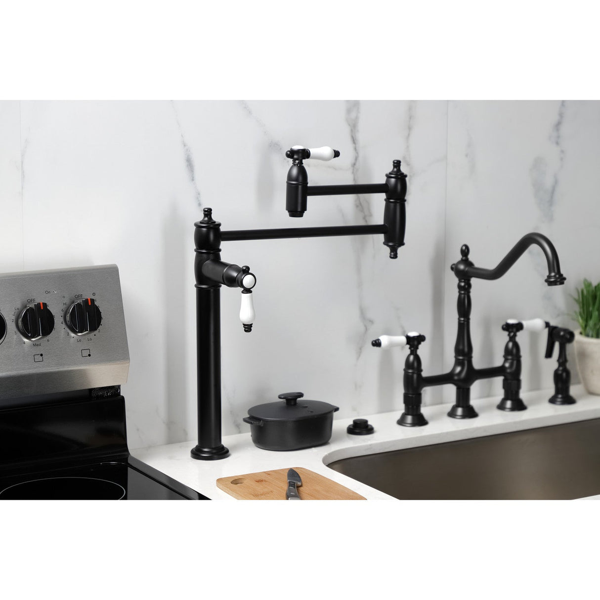 Bel-Air KS3700BPL Single-Hole Deck Mount Pot Filler, Matte Black