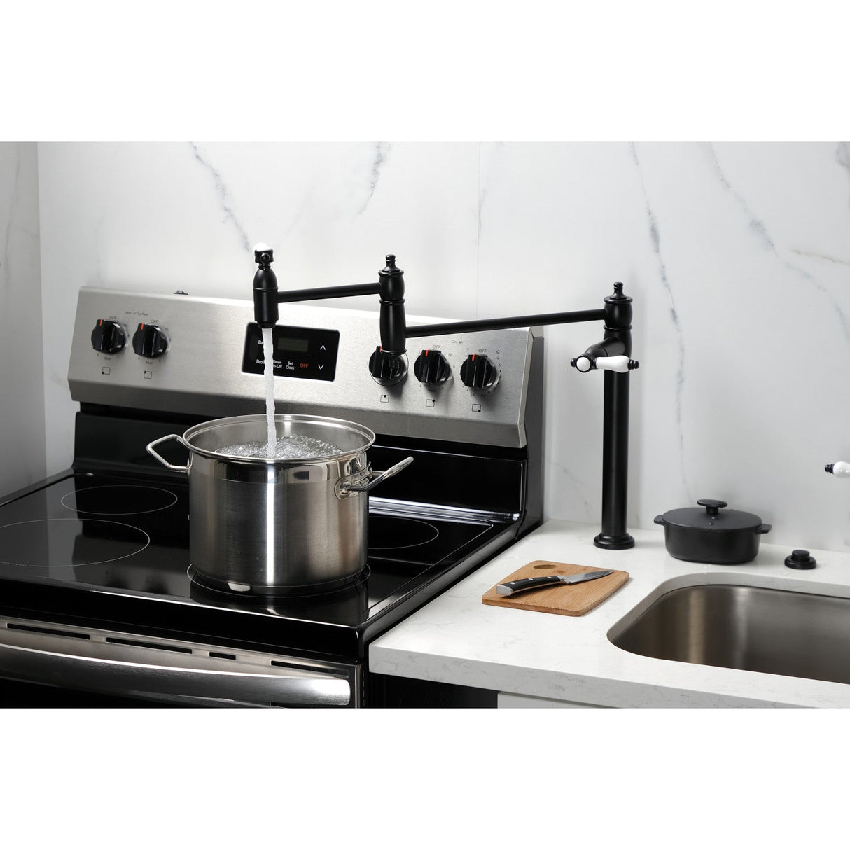 Bel-Air KS3700BPL Single-Hole Deck Mount Pot Filler, Matte Black