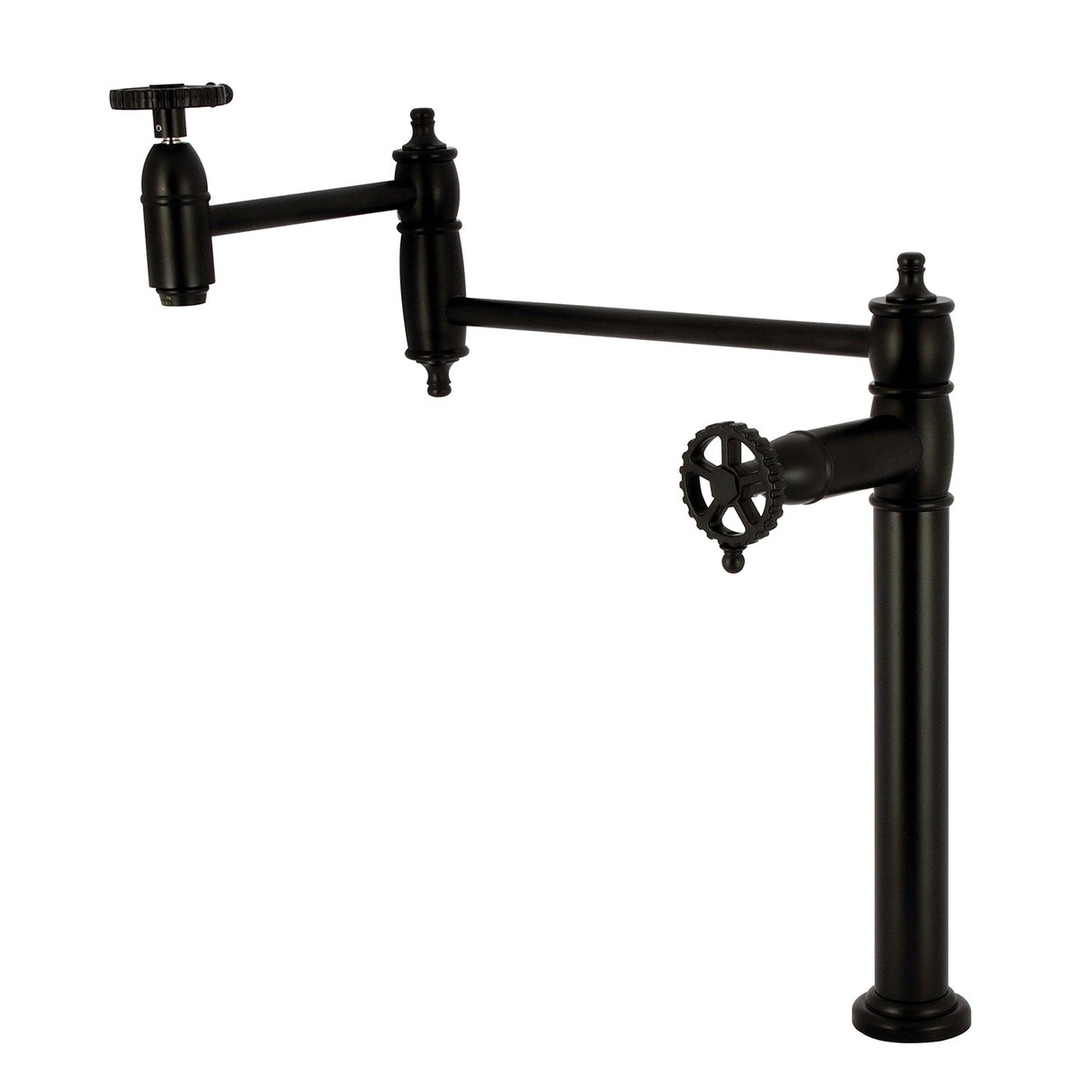 Fuller KS3700CG Two-Handle Deck Mount Pot Filler, Matte Black