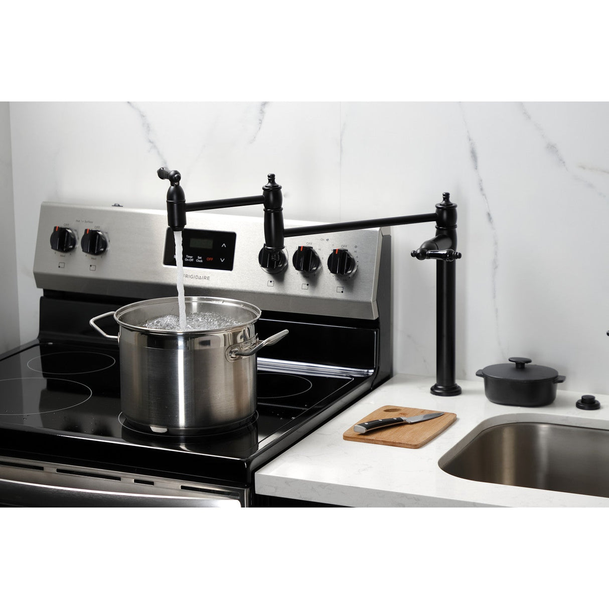 Duchess KS3700PKL Single-Hole Deck Mount Pot Filler, Matte Black