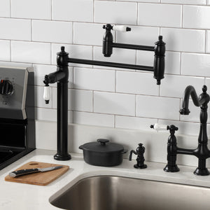 Restoration KS3700PL Single-Hole Deck Mount Pot Filler, Matte Black