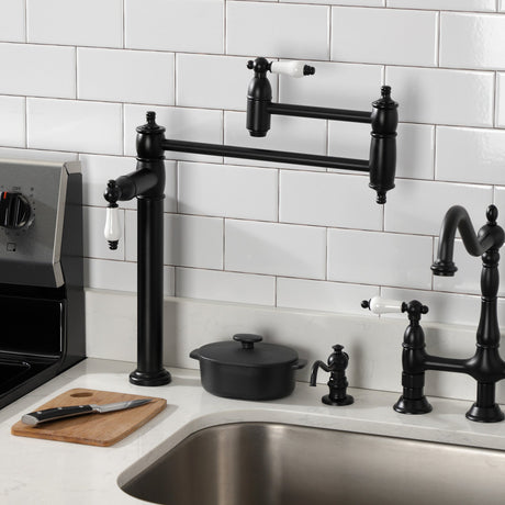 Restoration KS3700PL Single-Hole Deck Mount Pot Filler, Matte Black