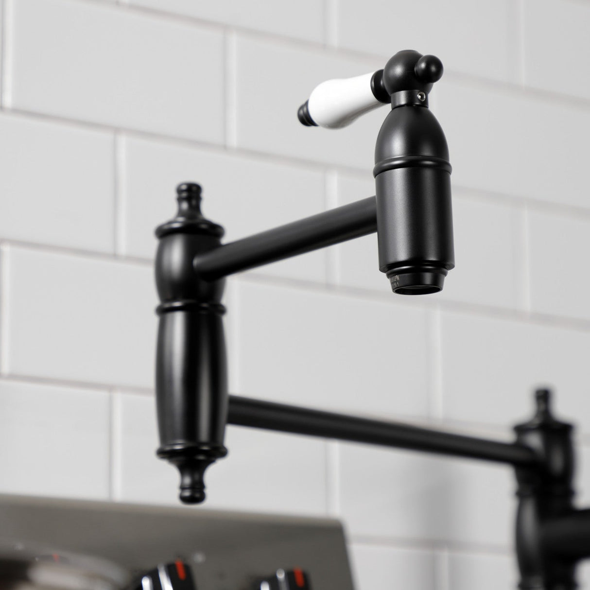Restoration KS3700PL Single-Hole Deck Mount Pot Filler, Matte Black