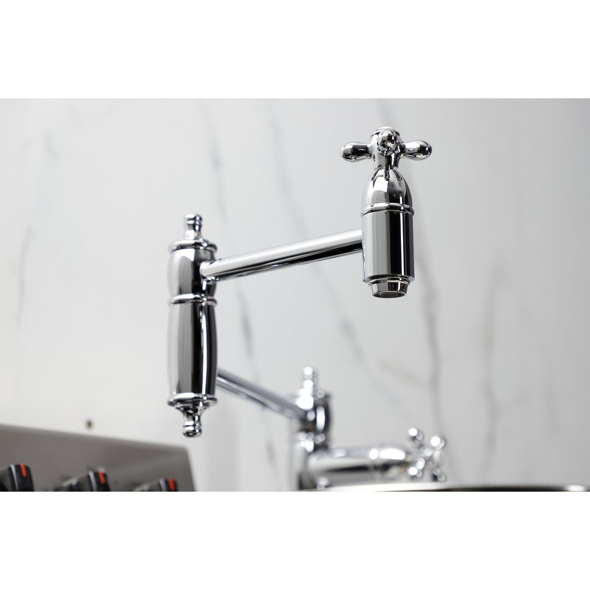 Restoration KS3701AX Single-Hole Deck Mount Pot Filler, Polished Chrome