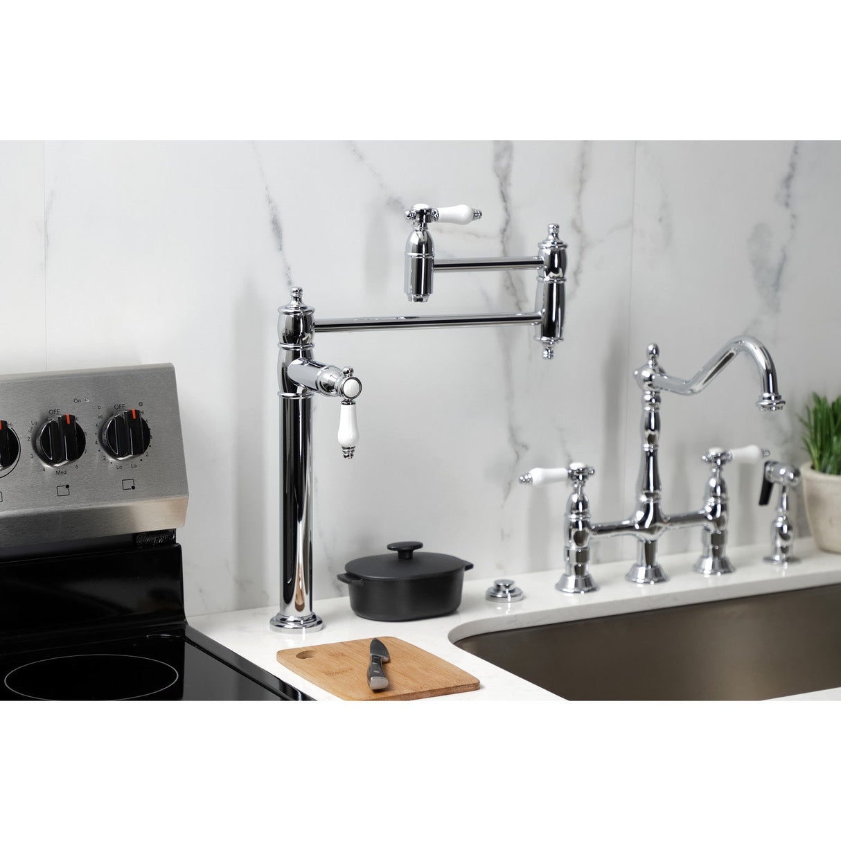 Bel-Air KS3701BPL Single-Hole Deck Mount Pot Filler, Polished Chrome