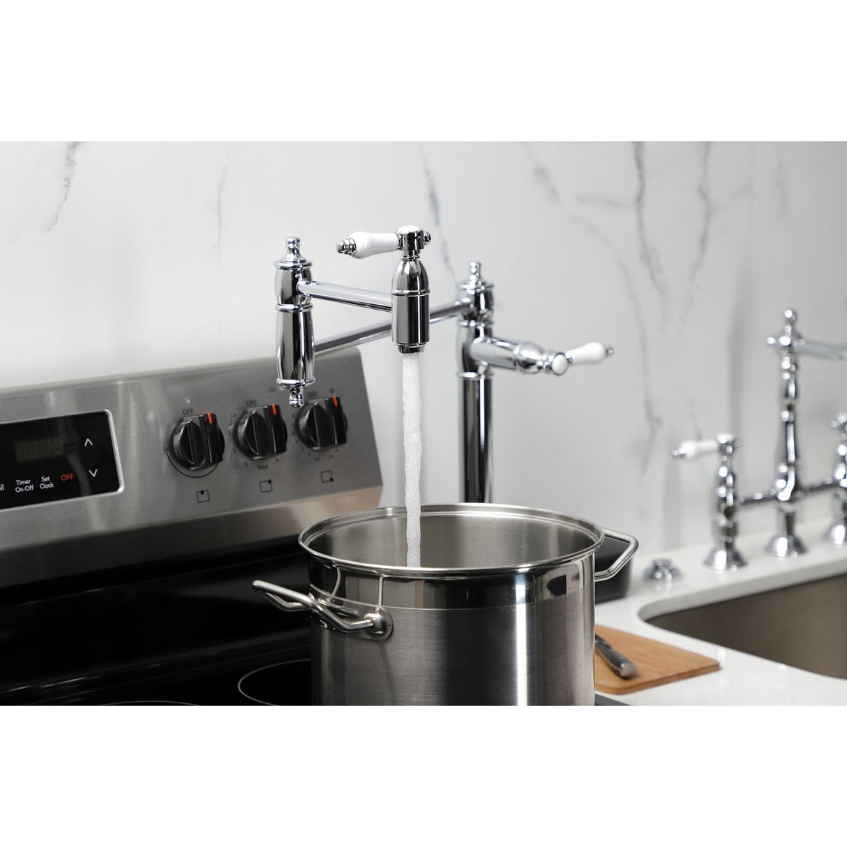 Bel-Air KS3701BPL Single-Hole Deck Mount Pot Filler, Polished Chrome