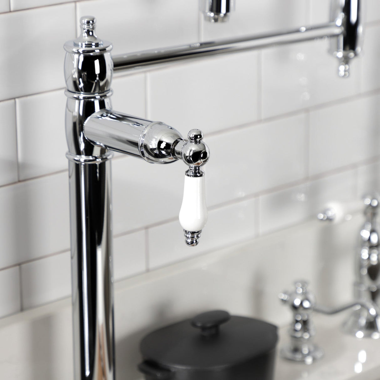 Restoration KS3701PL Single-Hole Deck Mount Pot Filler, Polished Chrome