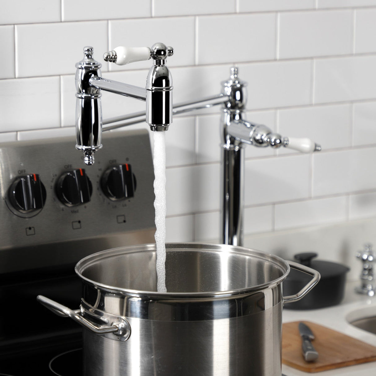 Restoration KS3701PL Single-Hole Deck Mount Pot Filler, Polished Chrome