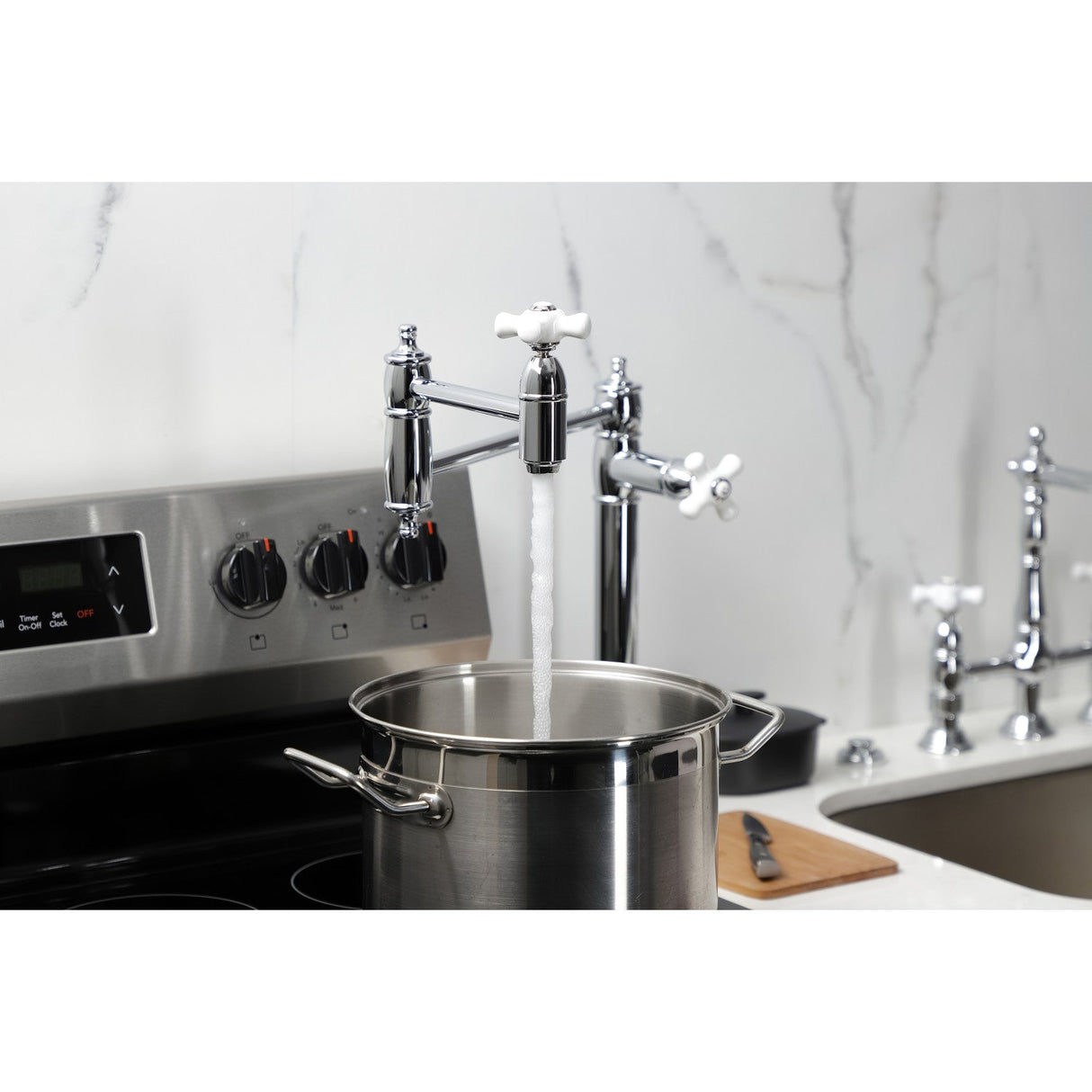 Restoration KS3701PX Single-Hole Deck Mount Pot Filler, Polished Chrome