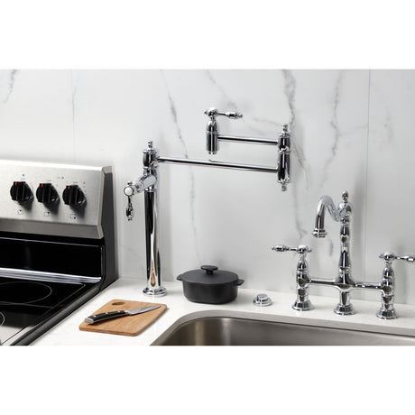 Tudor KS3701TAL Single-Hole Deck Mount Pot Filler, Polished Chrome
