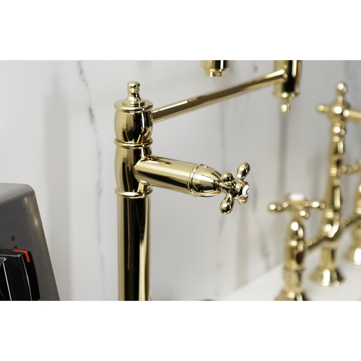 Restoration KS3702AX Single-Hole Deck Mount Pot Filler, Polished Brass